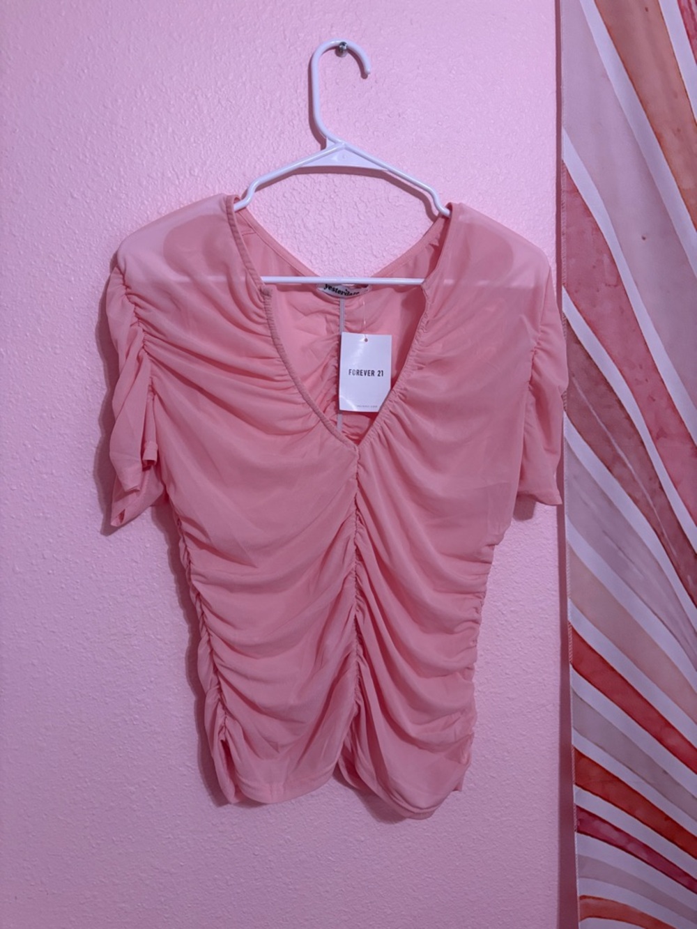 Forever 21 Ruched V-Neck Short Sleeve Blouse